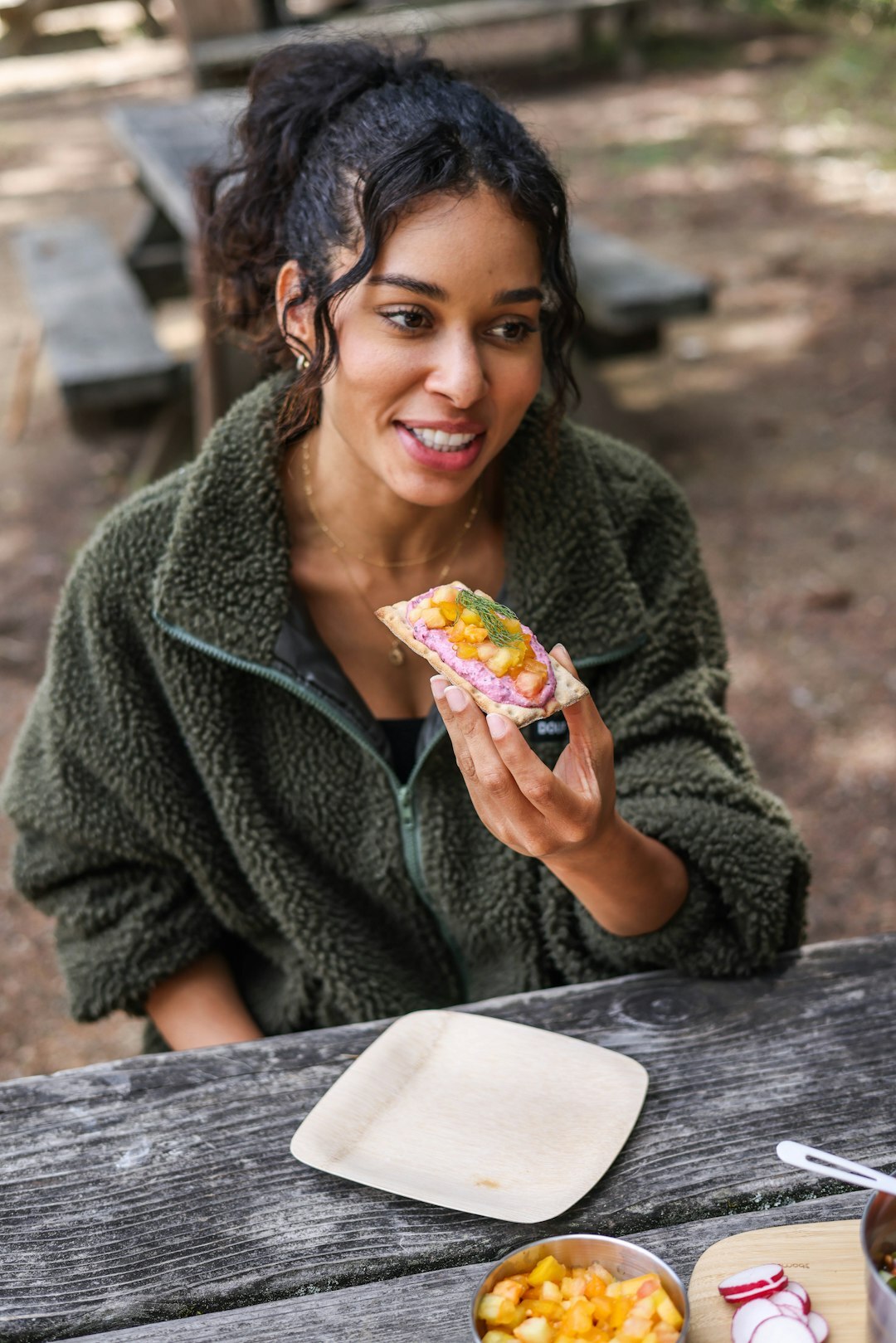 adult eating healthy snack