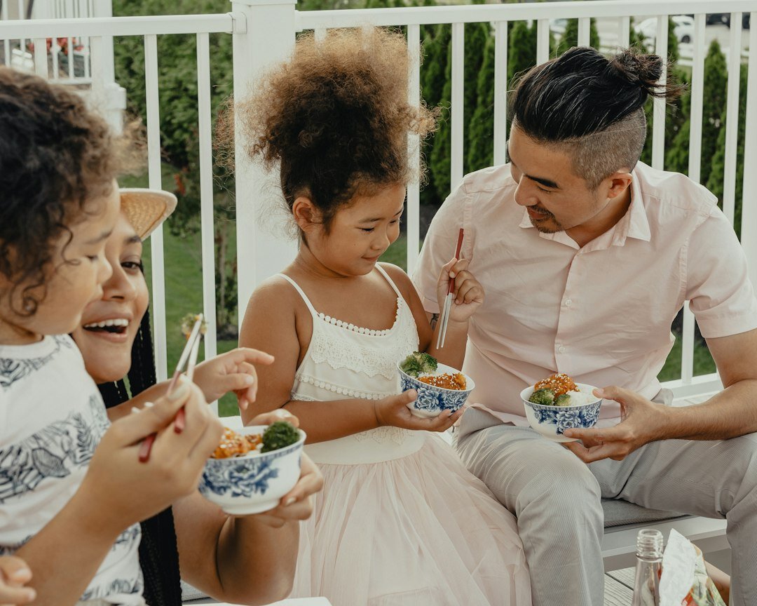 family enjoying snacks together
